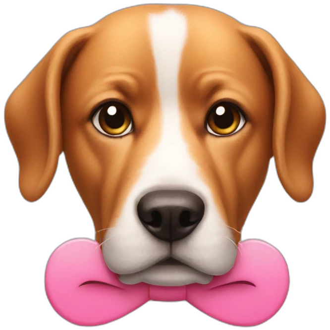A dog with a fake pink moustache emoji