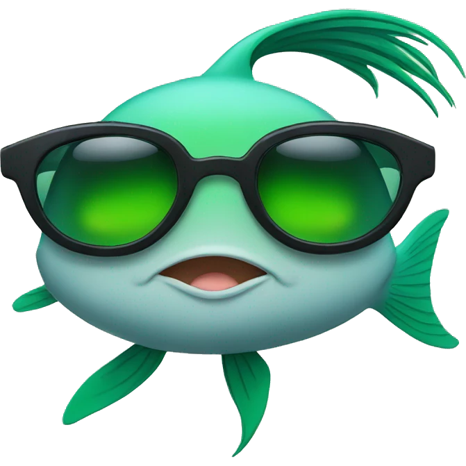 fish with sunglasses and green hair emoji