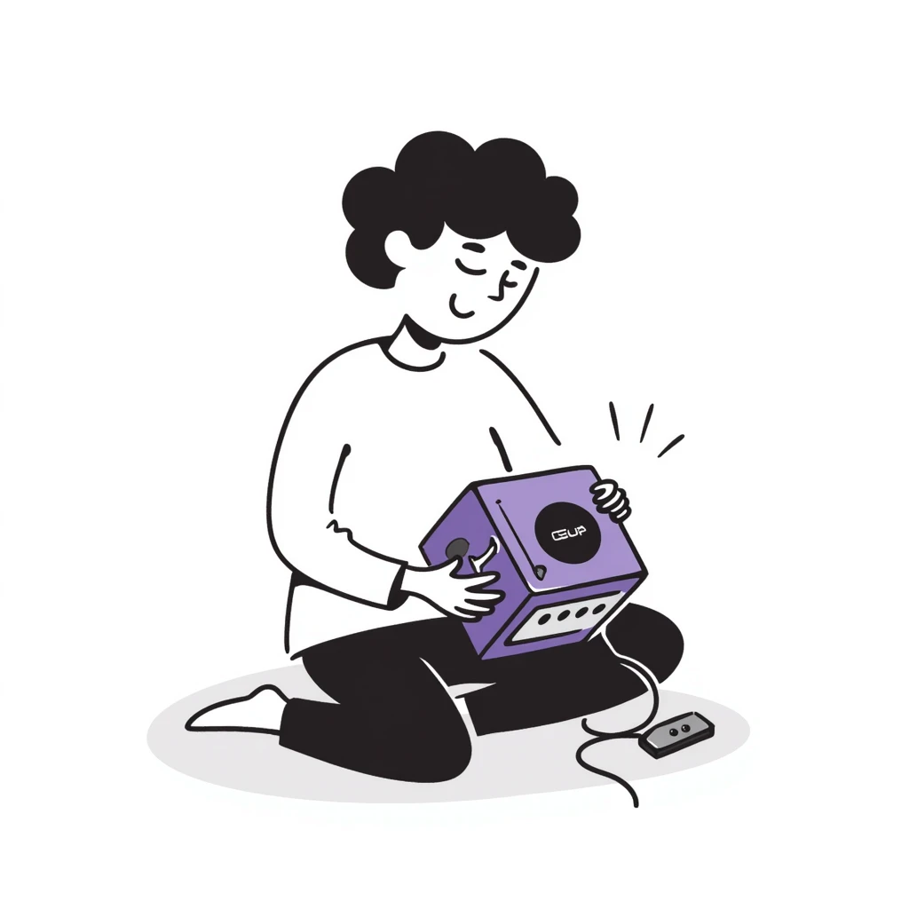 a person play with the gamecube emoji