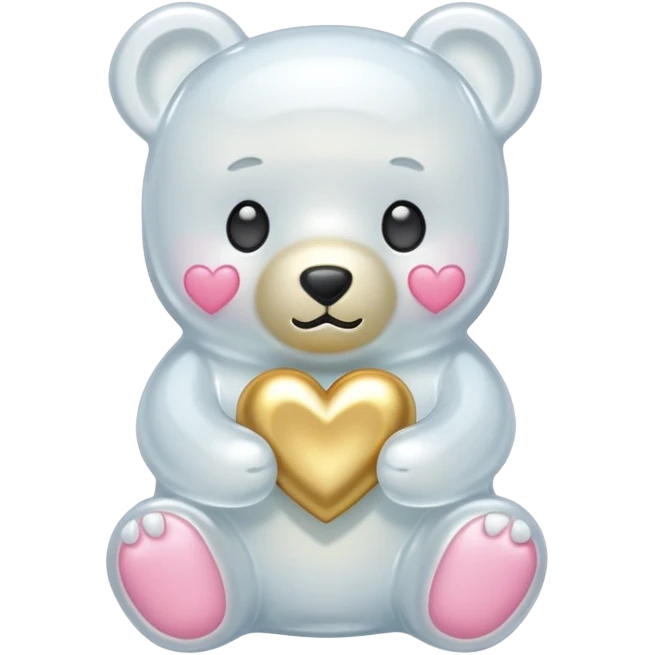 white gummy bear with gold heart kawaii  emoji