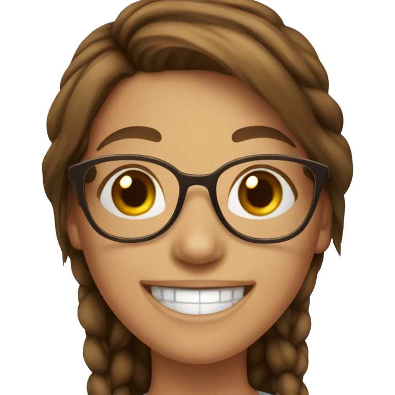 Brown hair happy girl glasses laughing  emoji