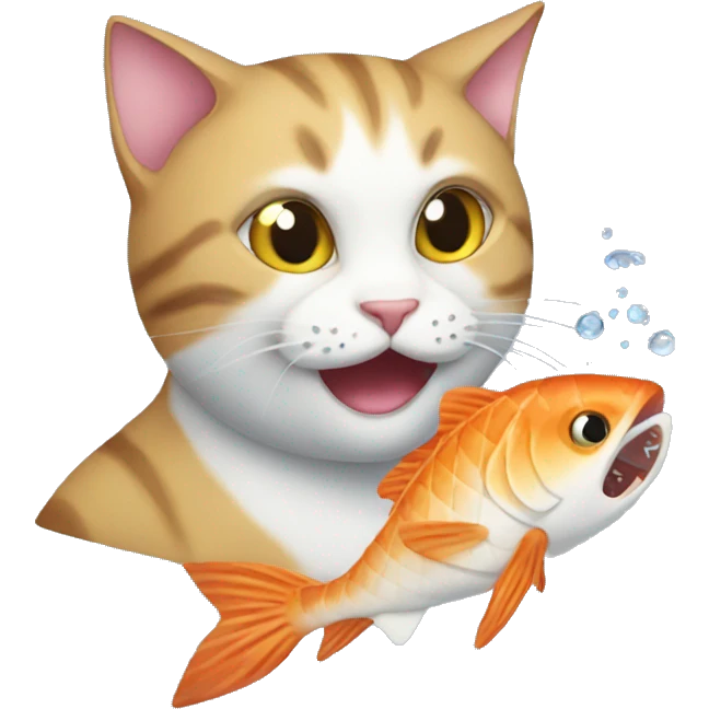 Cat eat fish emoji