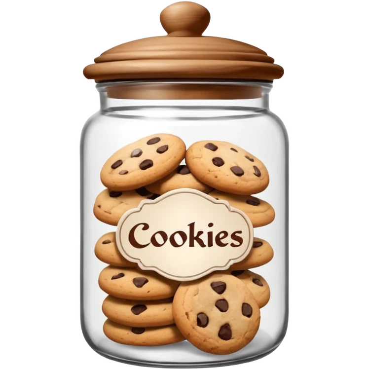 Ceramic jar with “Cookies” label and lid emoji
