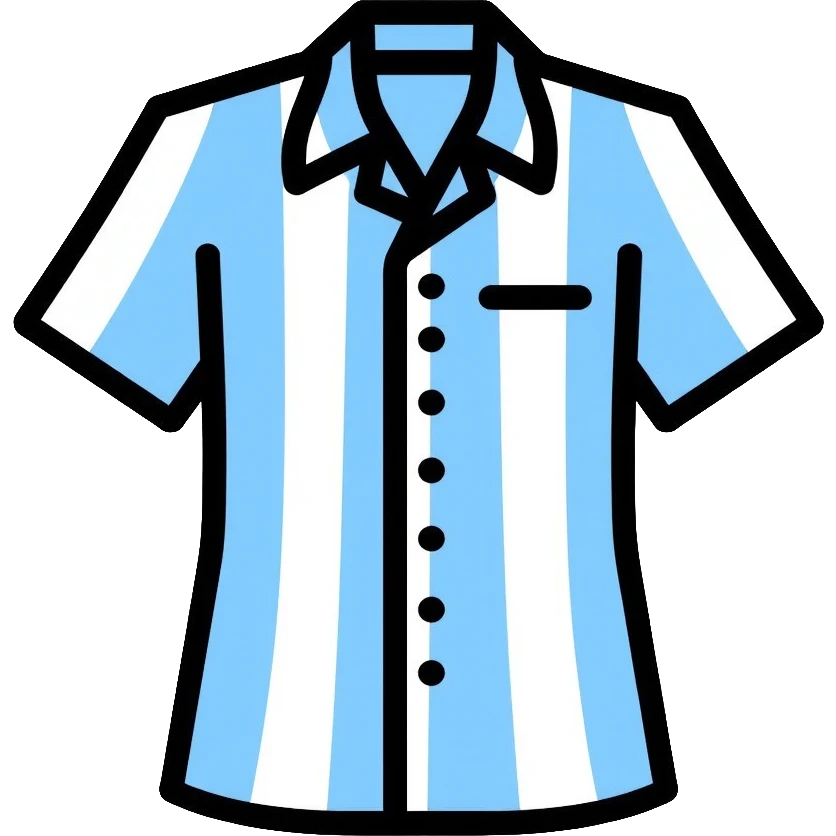 light blue and white vertically striped button down shirt, isolated emoji