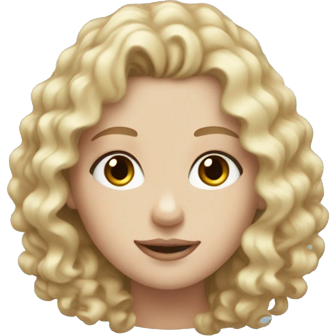  white girl with curly blonde highlight hair and blue eyes emoji