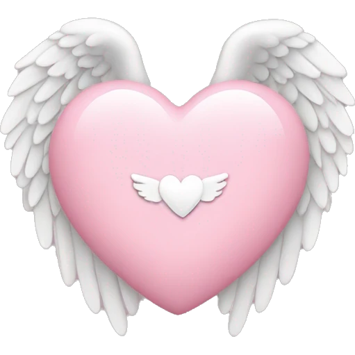 a light pink heart with small angel wings and a halo emoji