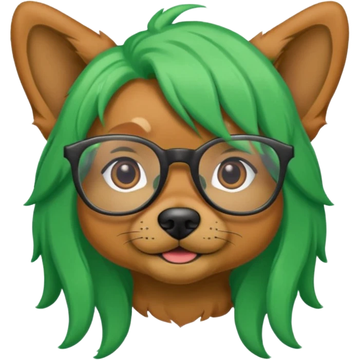 dog with green hair and glassess emoji