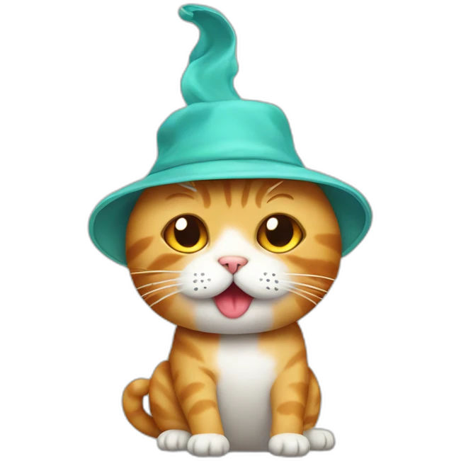a cat wearing a diarrhea as a hat emoji