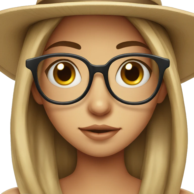 girl in hat with glasses cute  emoji