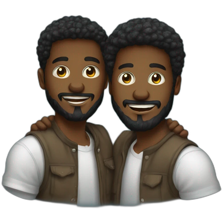 Two young black men with different faces in their 20’s with beards shaking hands with Bitcoin token in their hands  emoji