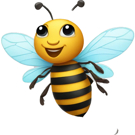 bee flying with flower emoji
