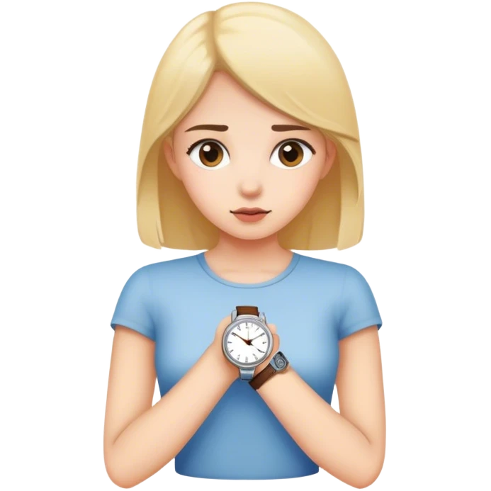 White girl looking at watch waiting emoji