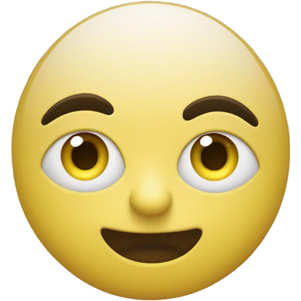 Yellow round face, one wide eye looking left, other partially closed, small tilted mouth showing skepticism. emoji
