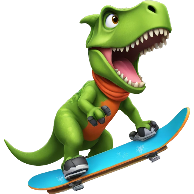 Dinosaur snowboarding  emoji