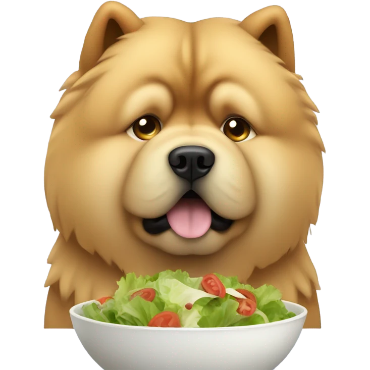 chow chow looking at salad sadly emoji