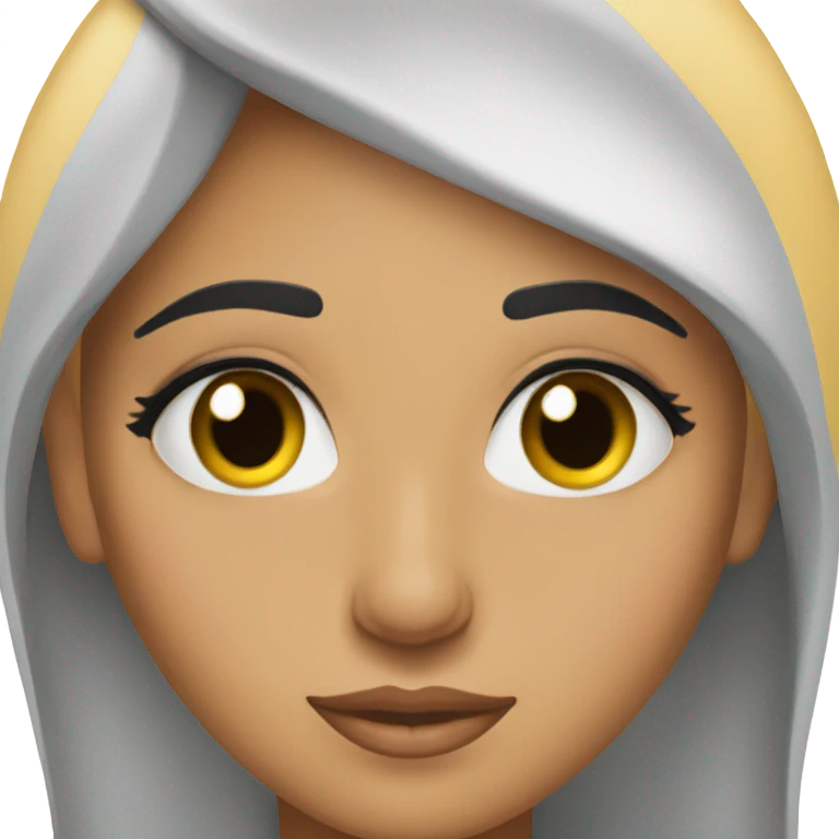 Arab gilrl with fake lashes , straight eyebrow and  straight hair emoji