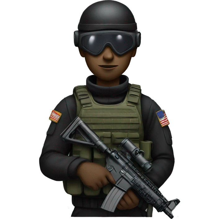 Special Forces Soldier wearing all black and night vision goggles emoji