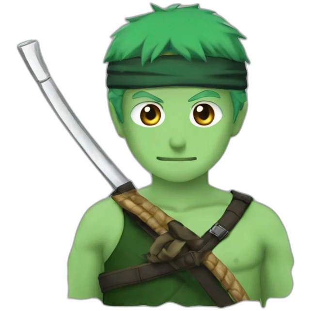 Roronoa zoro soulevant trois épées emoji