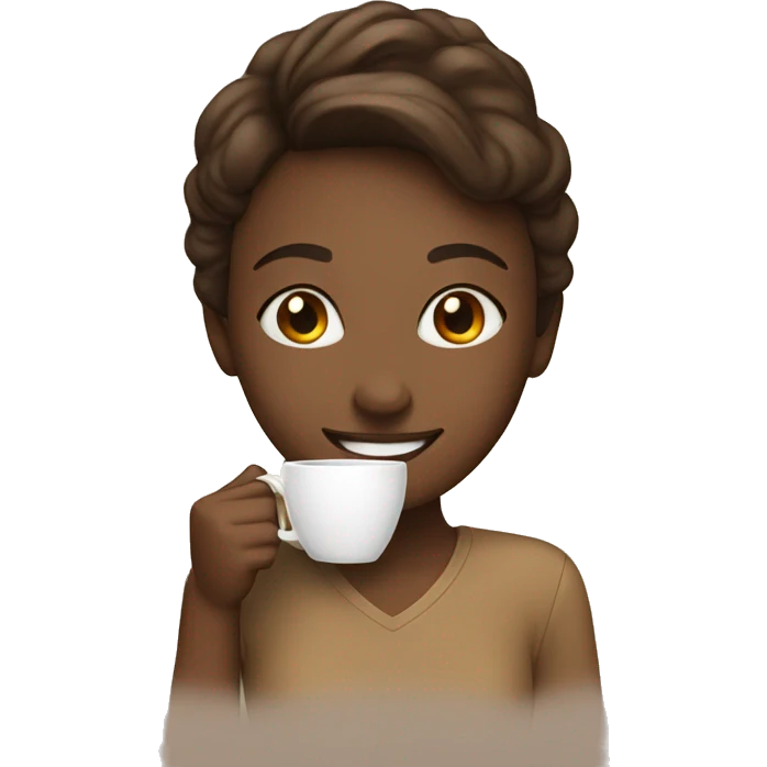 smiling girl with coffee cup emoji