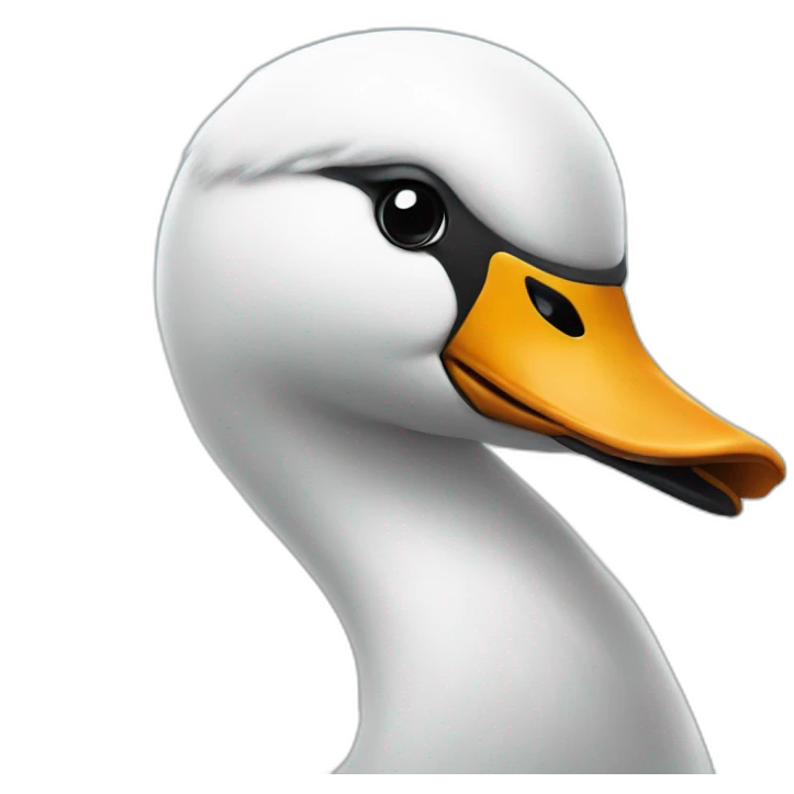 Swan with a bicycle helmet emoji