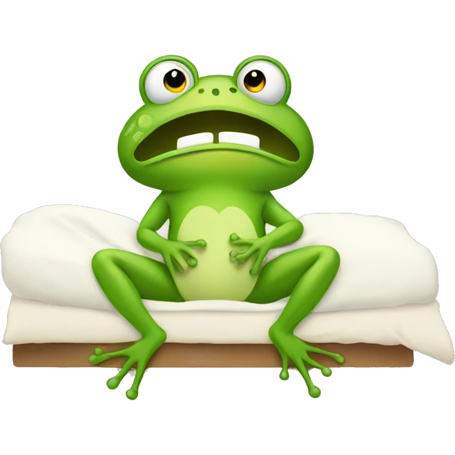A frog sitting up in bed emoji
