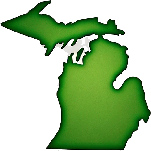 Michigan map on hand emoji