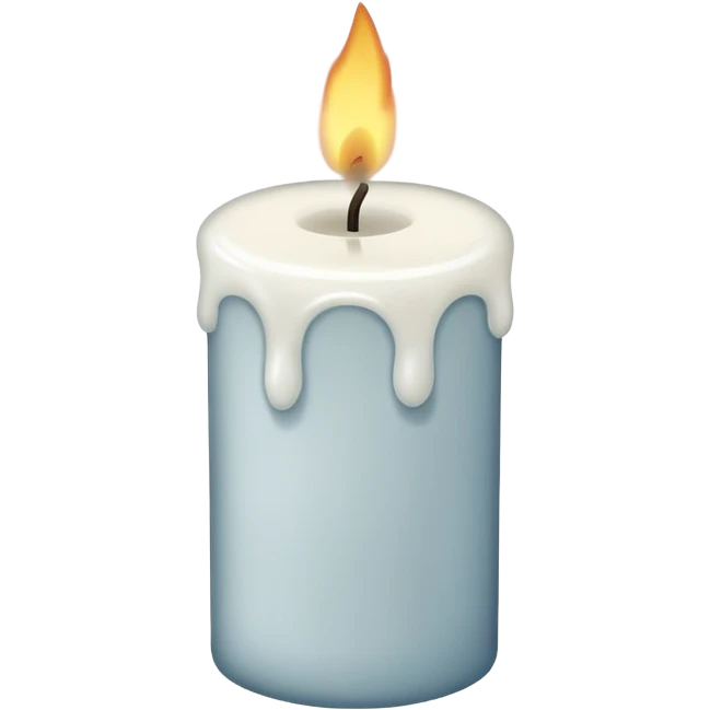 A simple emoji-style illustration of a candle with no flame, the wick slightly burnt, and a small amount of light smoke rising, minimal design, flat emoji look emoji