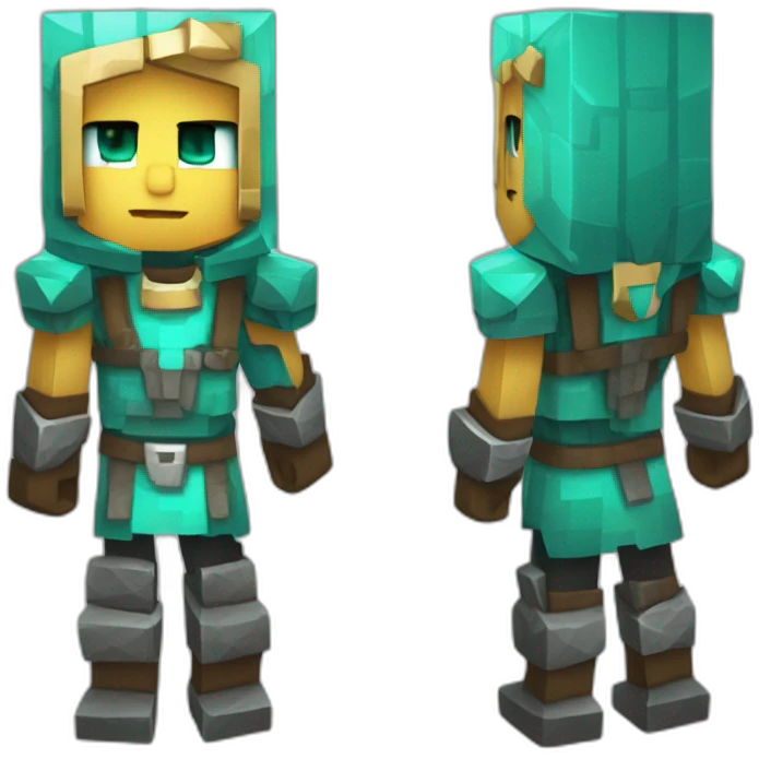 Personnage mincraft avec une armure en diament emoji