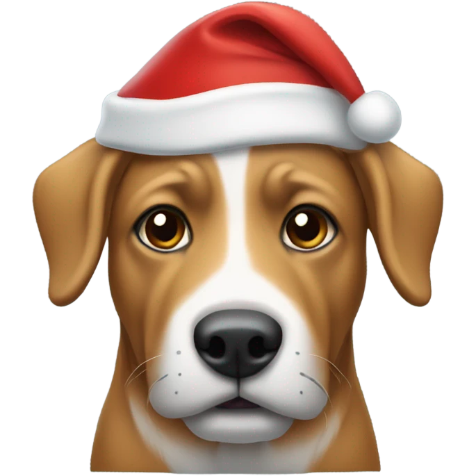 Tan stafforshire in a Santa hat emoji