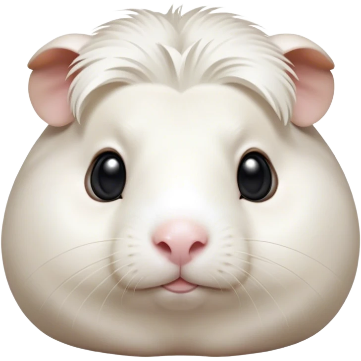 Cinematic Noble White Guinea Pig Portrait Emoji, Poised and regal, with a compact, chubby build and a pristine, well-groomed pure white fur, deep-set soulful dark eyes, Simplified yet sharp and sophisticated features, highly detailed, glowing with a soft, dignified glow, high shine, intelligent and sweet, stylized with an air of gentle purity, focused and attentive, soft glowing outline, capturing the essence of a watchful and confident little companion, so majestic it feels as though it could scurry out of the screen with effortless authority! emoji
