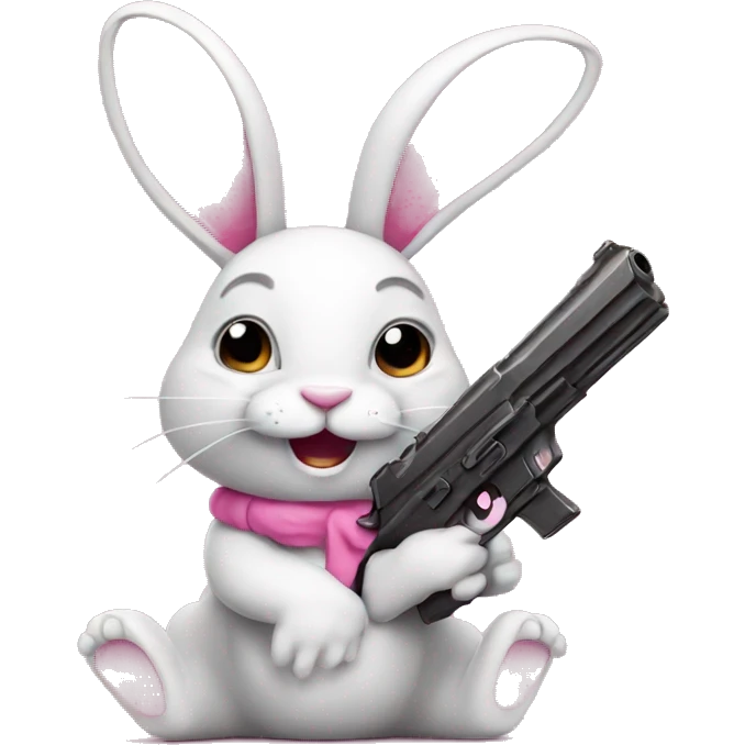 A bunny with a pink gun  emoji
