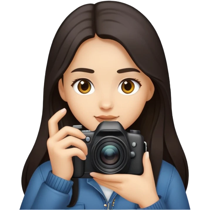 photographer girl, light medium skin, long dark hair emoji