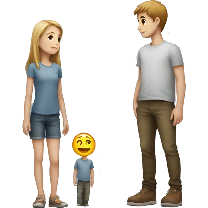 Long height boy looking at a short height girl emoji