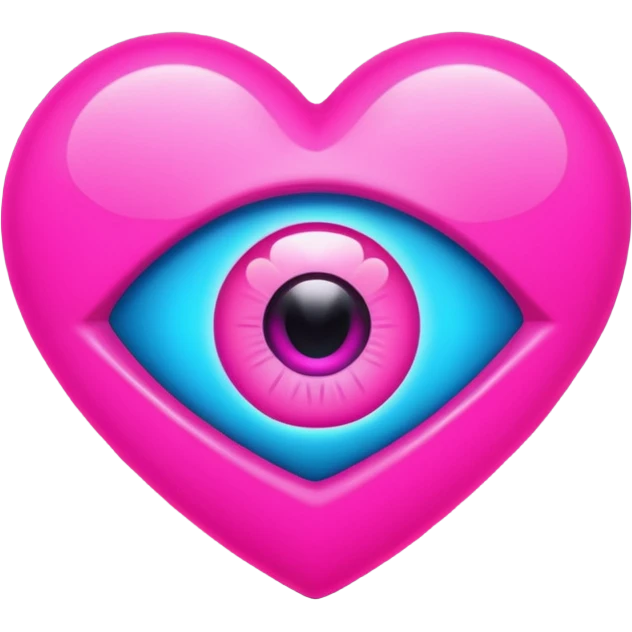 A neon heart with a eye in the center emoji