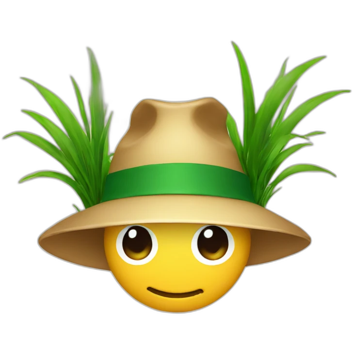 Grass-with-hat emoji