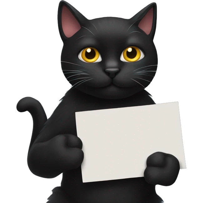 Black cat holding sign that says poppers  emoji
