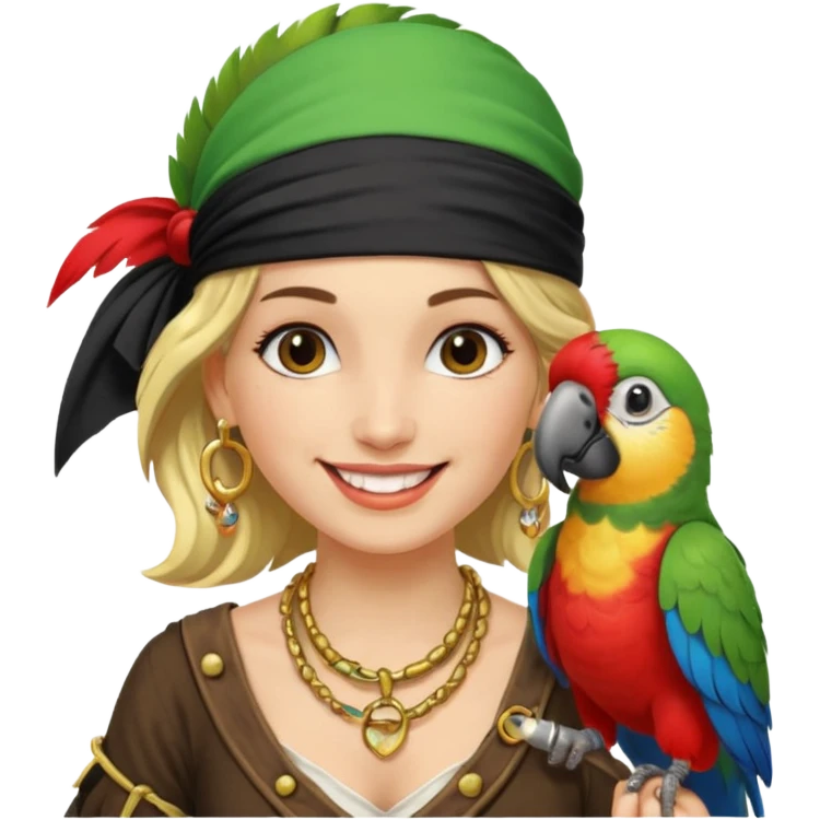 pirate wench with parrot on her shoulder emoji