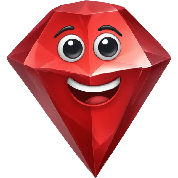 Hand drawn red diamond with happy eyes emoji