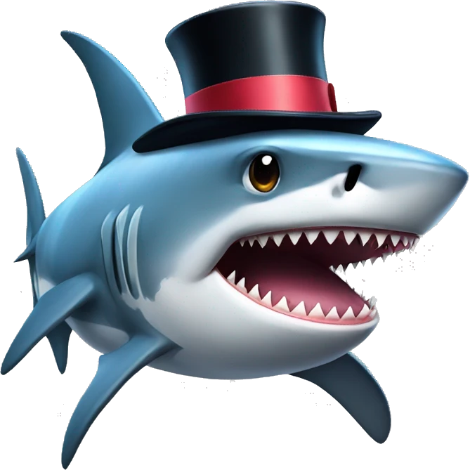 Shark with tophat emoji