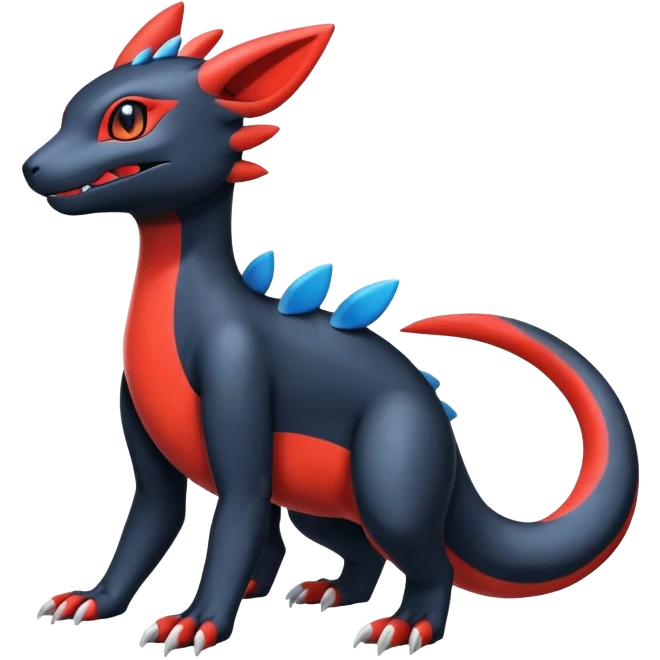 Cute Shiny Guilmon-Quilava-Salandit-Umbreon-Fakémon-hybrid-creature (full body)  emoji