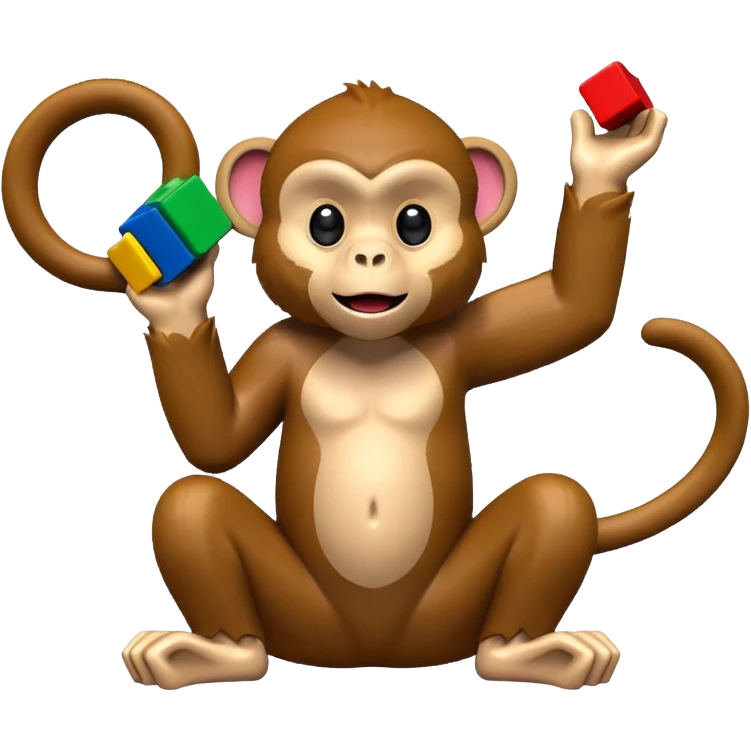 Monkey playing with lego emoji