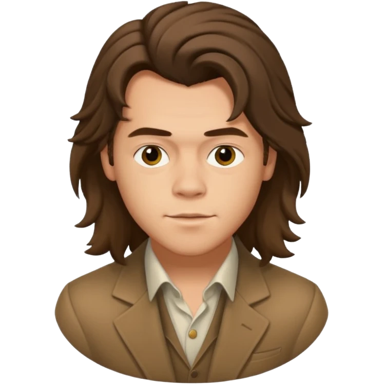 une personne qui ressemble a harry styles avec beaucoup de details, de 3 quart  dans un rond  emoji