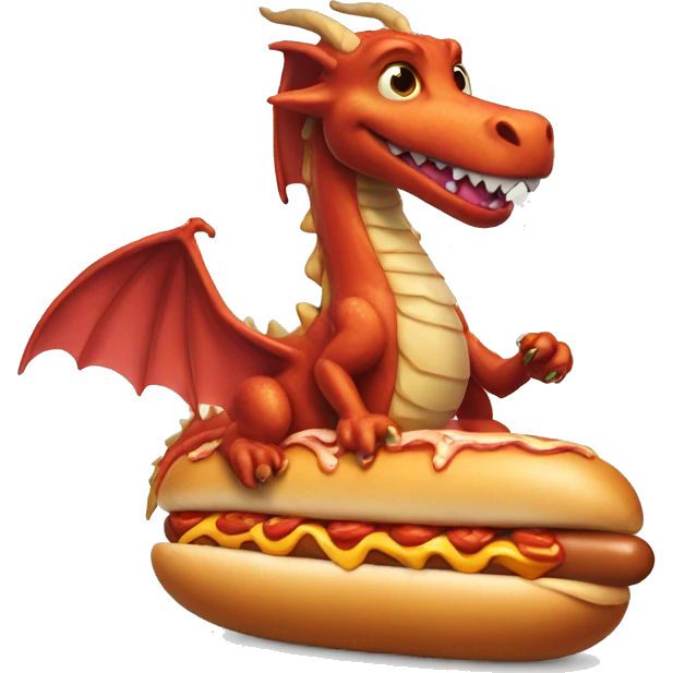 Dragon riding a hotdog emoji