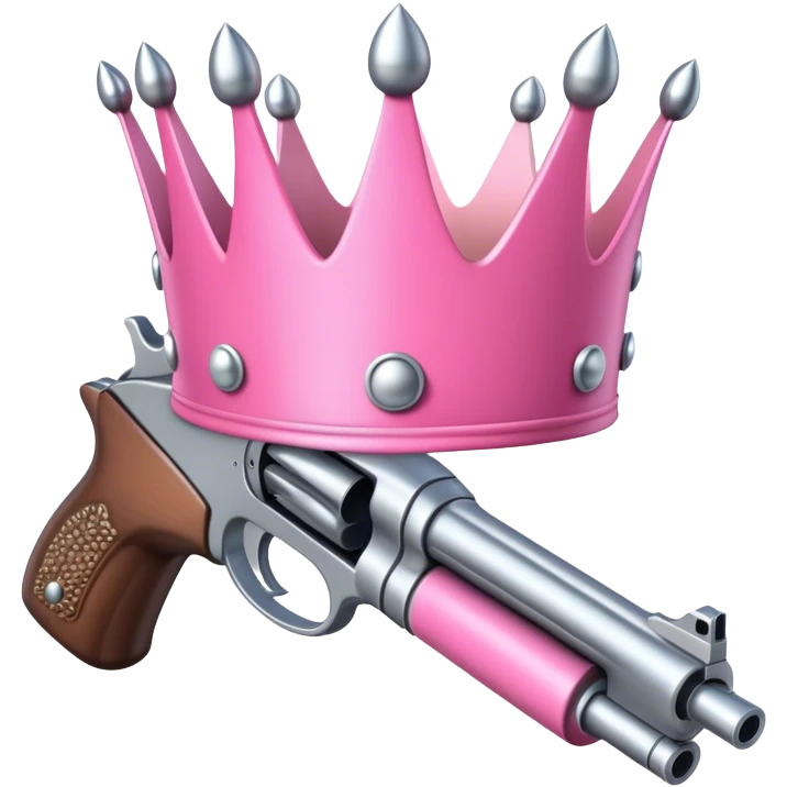 pink crown with silver gun bullets emoji