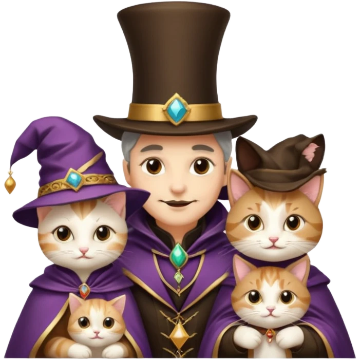 magician couple and their pet cat emoji