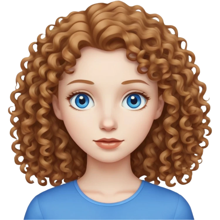 woman with pale skin, light brown curly hair, blue eyes emoji
