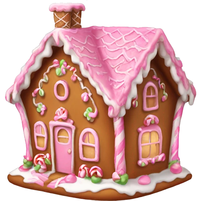 cute gingerbread house pink  emoji