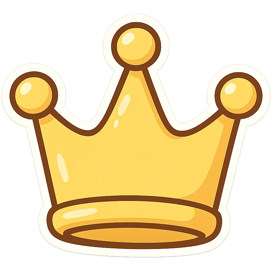 a simple cartoon crown, bright yellow, playful emoji