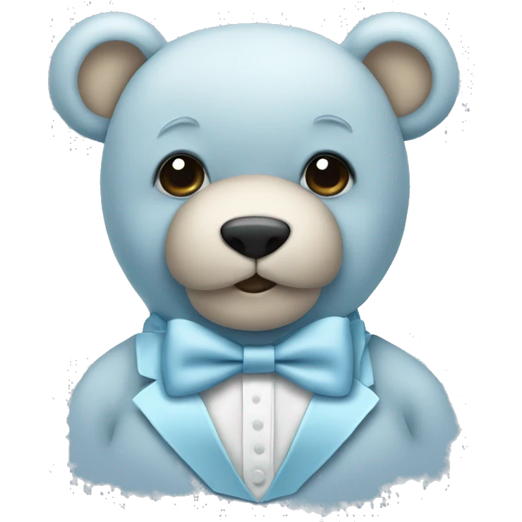 pastel blue teddy bear with bow tie emoji
