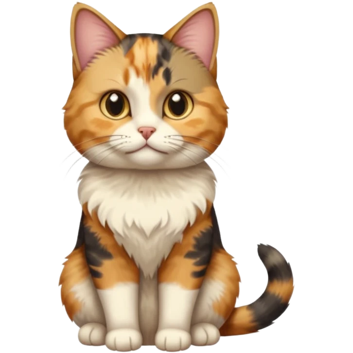 full body calico tabby  cat with small head and short but chubby body emoji